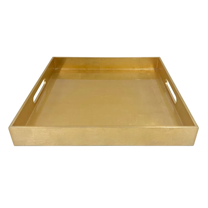 Gold Lacquer Decorative Tray, 15" 3 Gold Lacquer Decorative Tray, 15"