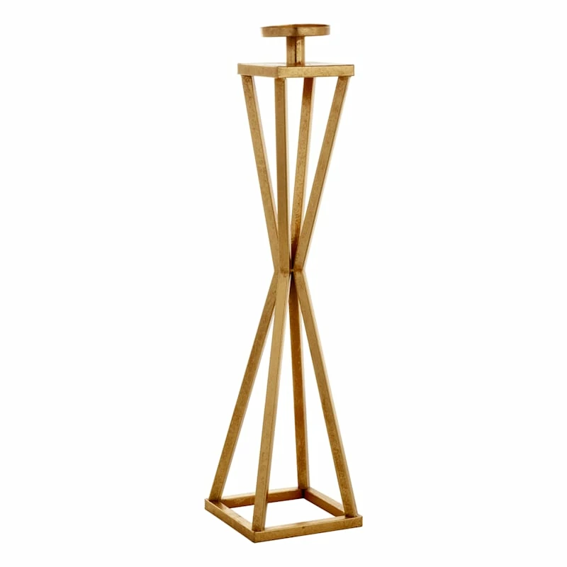 Gold Metal Candle Holder, 29" 3 Gold Metal Candle Holder, 29"
