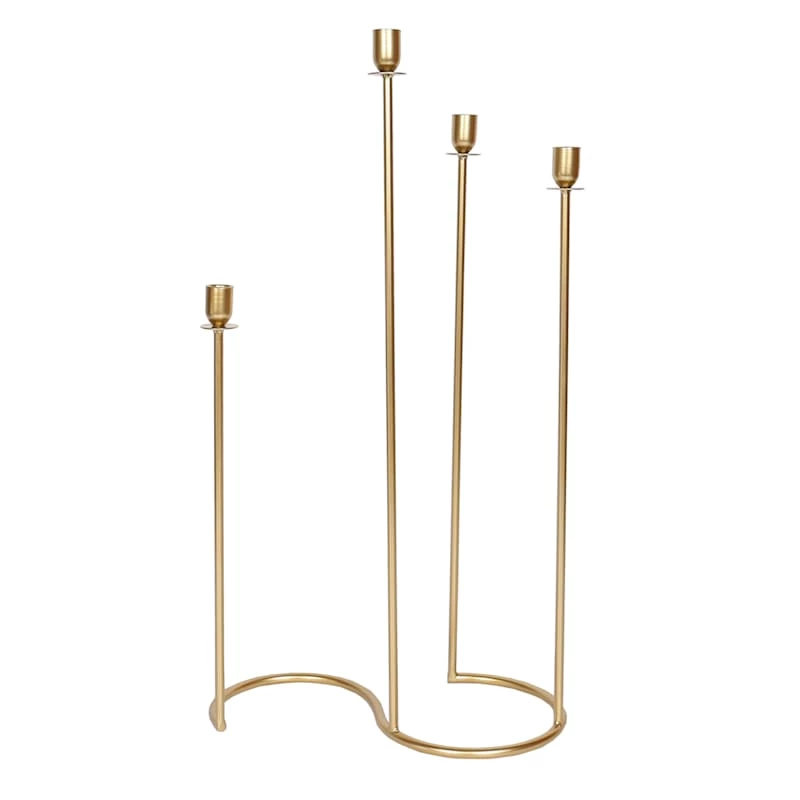 Gold Metal Candle Holder, 30" 3 Gold Metal Candle Holder, 30"