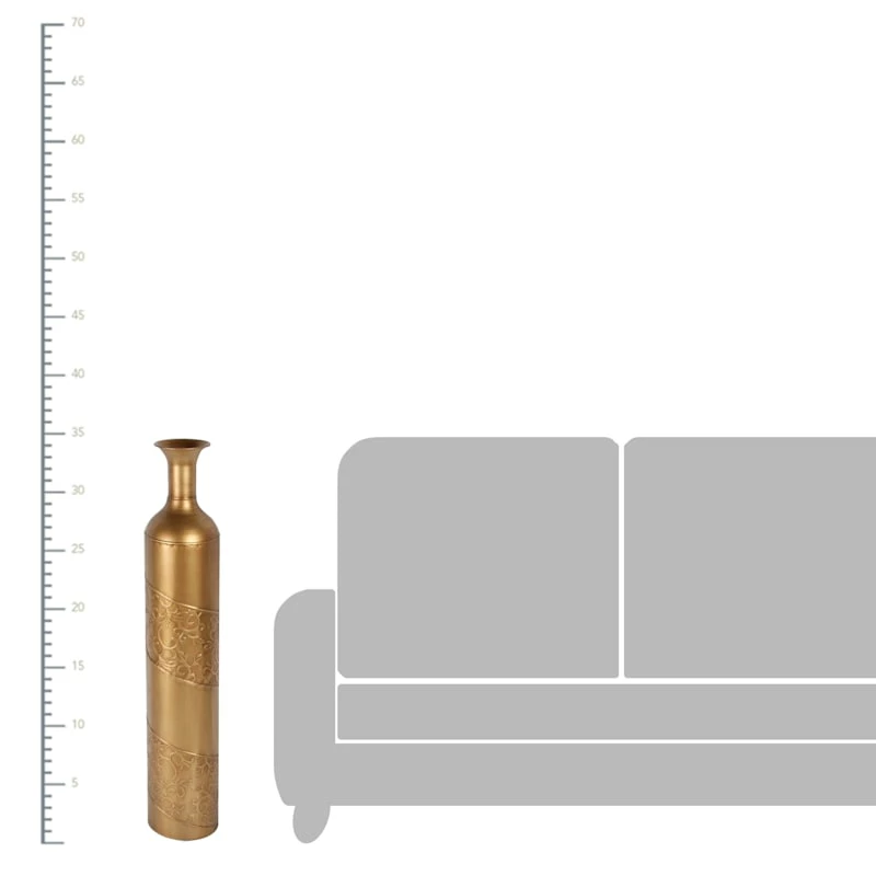Gold Metal Floor Vase, 34.5" 4 Gold Metal Floor Vase, 34.5" - Image 2