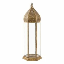 Gold Metal Lantern, 22.5"