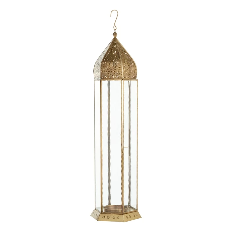 Gold Metal Lantern, 28" 3 Gold Metal Lantern, 28"