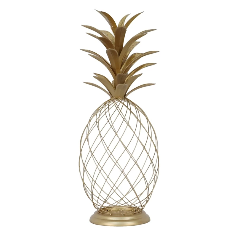 Gold Metal Pineapple Decor, 29" 3 Gold Metal Pineapple Decor, 29"