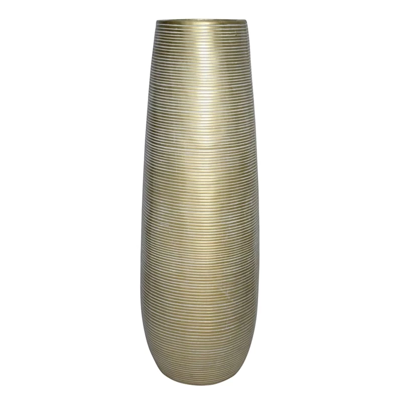 Gold Striated Floor Vase, 36" 3 Gold Striated Floor Vase, 36"