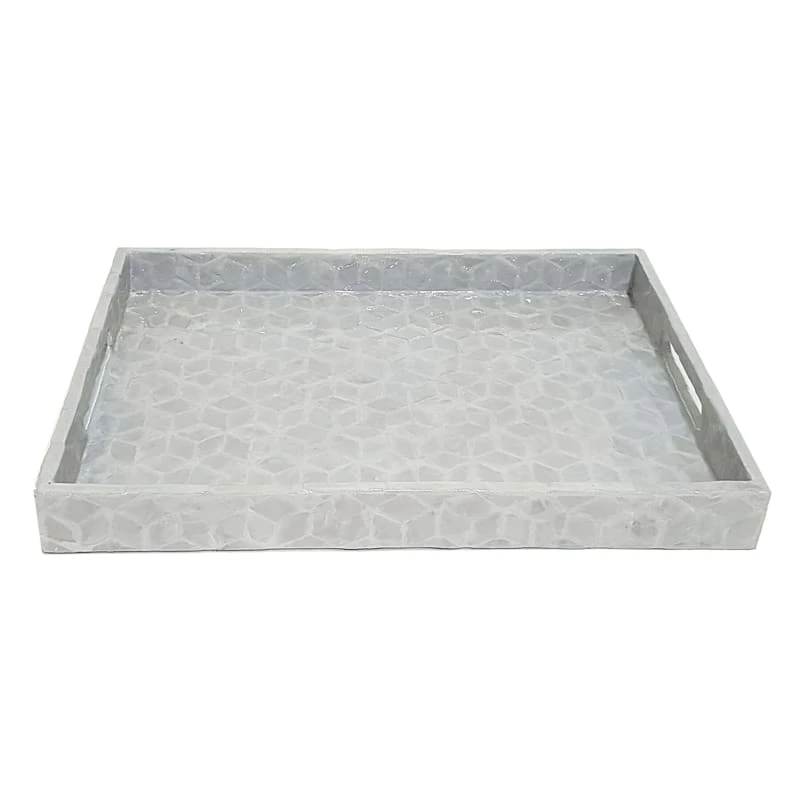 Grace Mitchell Cream Capiz Decorative Tray, 14" 3 Grace Mitchell Cream Capiz Decorative Tray, 14"