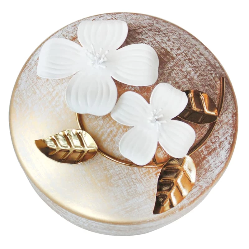 Grace Mitchell Gold Brushed Iron Box With Flower Bunch 4 Grace Mitchell Gold Brushed Iron Box With Flower Bunch - Image 2