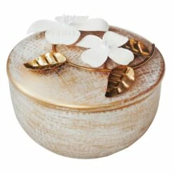 Grace Mitchell Gold Brushed Iron Box With Flower Bunch