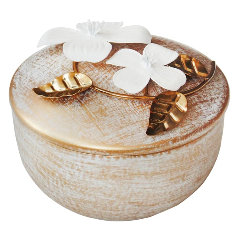 Grace Mitchell Gold Brushed Iron Box With Flower Bunch 3 Grace Mitchell Gold Brushed Iron Box With Flower Bunch