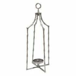 Grace Mitchell Oversized Silver Metal Floor Lantern, 28"