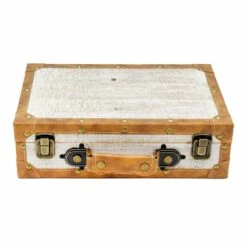 Grace Mitchell Vintage Style Wooden Suitcase Decor, 12"