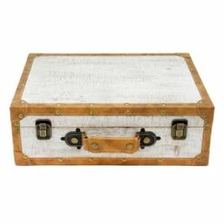 Grace Mitchell Vintage Style Wooden Suitcase Decor, 14"