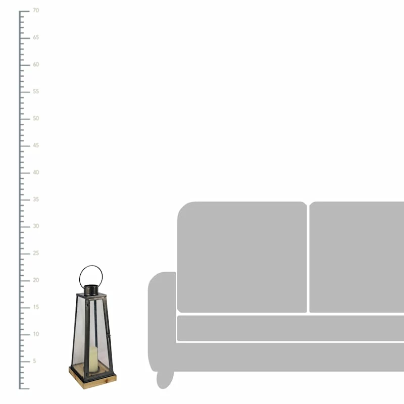 Grey Metal & Wood Lantern, 23" 4 Grey Metal & Wood Lantern, 23" - Image 2