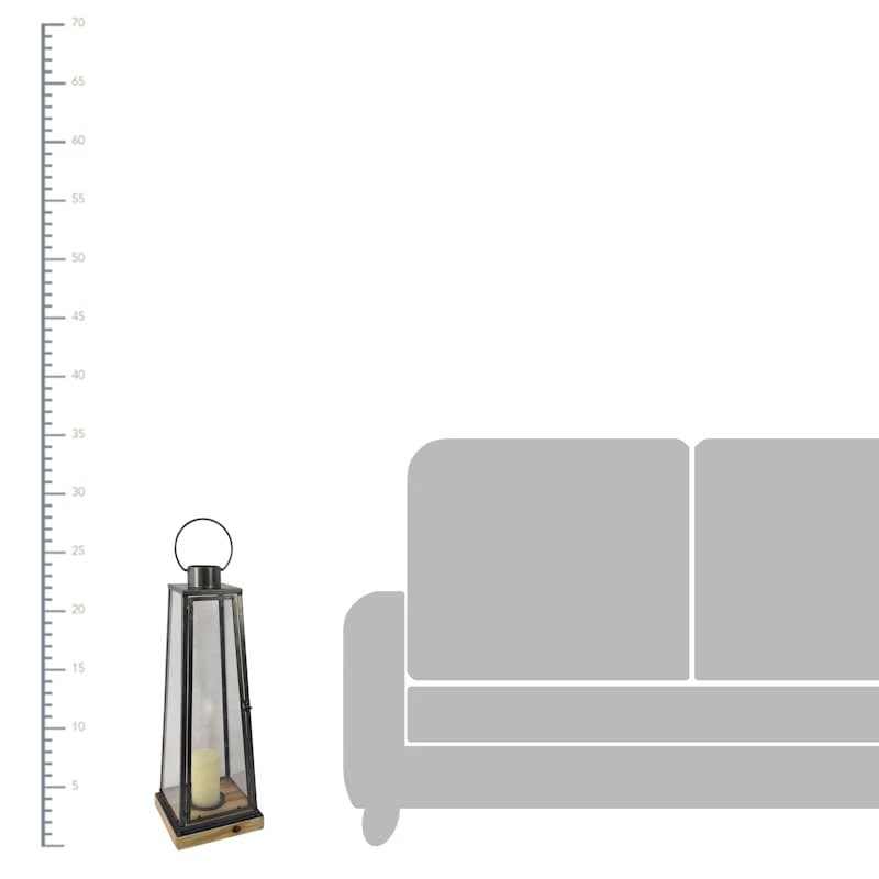 Grey Metal & Wood Lantern, 28" 4 Grey Metal & Wood Lantern, 28" - Image 2