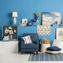 Honeybloom Ivory & Blue Striped Decorative Box, 6x5 -Home Decoration Sales Shop honeybloom ivory blue striped decorative box 6x5 9