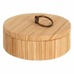 Honeybloom Round Brown Woven Box, 6"
