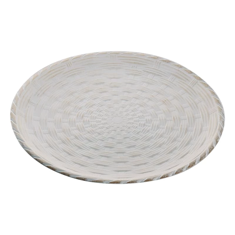 Honeybloom White Woven Decorative Platter, 16" 3 Honeybloom White Woven Decorative Platter, 16"