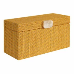 Honeybloom Yellow Seagrass Woven Box, 11"