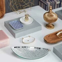 Mosaic Crackle Glass Tray, 15x7 5 Mosaic Crackle Glass Tray, 15x7 -Home Decoration Sales Shop mosaic crackle glass tray 15x7 2