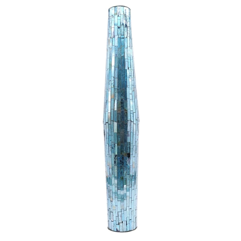 Multi-Colored Metal Mosaic Floor Vase, 36" 3 Multi-Colored Metal Mosaic Floor Vase, 36"
