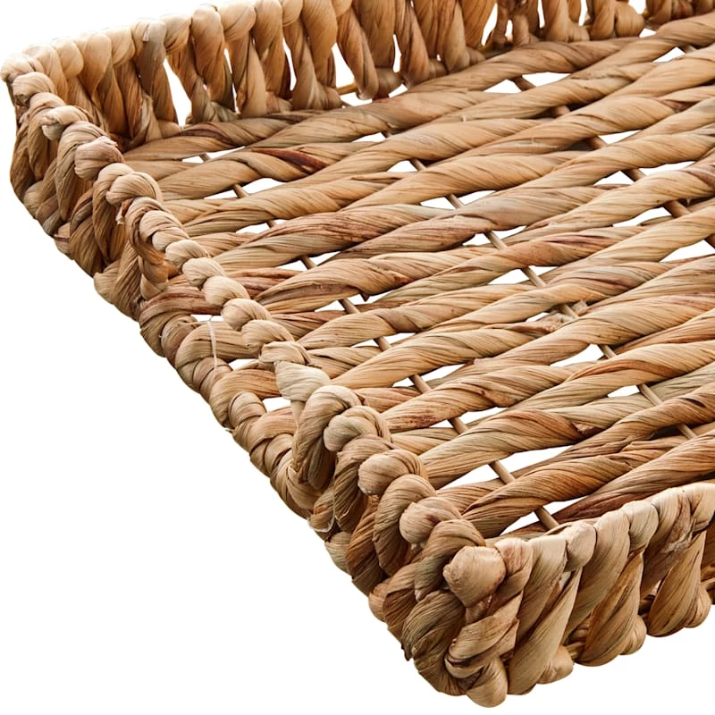 Natural Wicker Woven Decorative Tray, 15" 4 Natural Wicker Woven Decorative Tray, 15" - Image 2