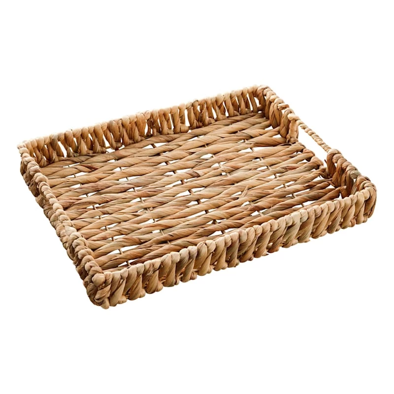 Natural Wicker Woven Decorative Tray, 15" 3 Natural Wicker Woven Decorative Tray, 15"
