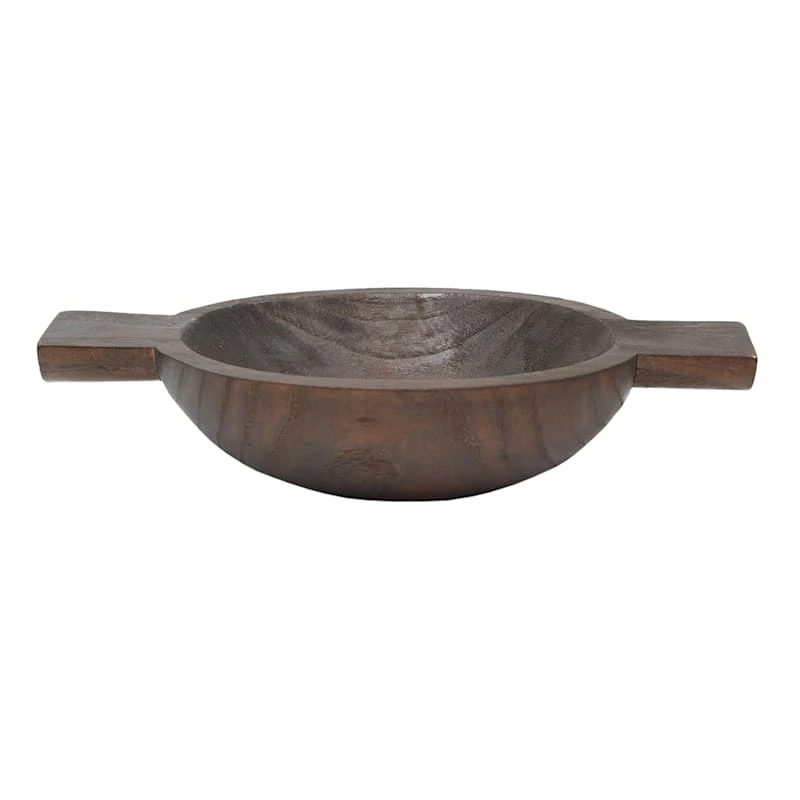 Natural Wood Bowl With Handle, 12" 3 Natural Wood Bowl With Handle, 12"