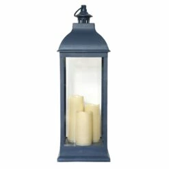 Navy Pre-Lit LED Floor Lantern, 28"
