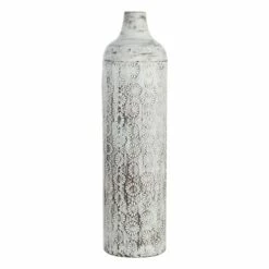 Neutral Floral Metal Floor Vase, 30"