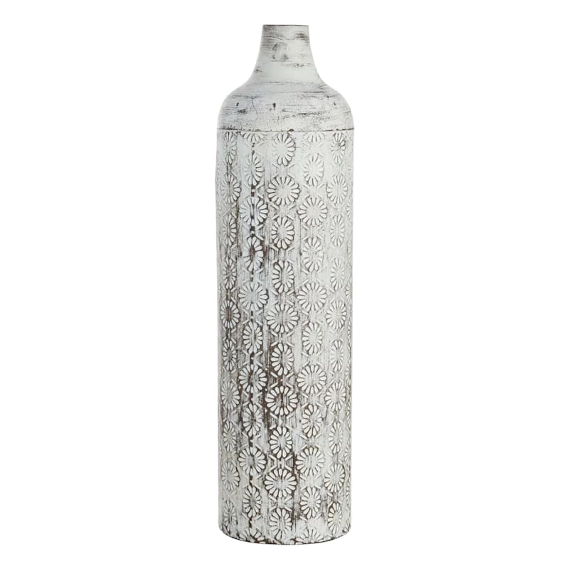Neutral Floral Metal Floor Vase, 30" 3 Neutral Floral Metal Floor Vase, 30"
