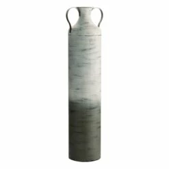 Neutral Metal Floor Vase With Handles, 30"
