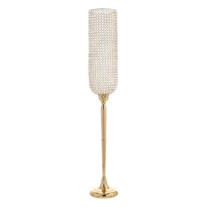 Oversized Crystal & Gold Candle Holder, 53" 3 Oversized Crystal & Gold Candle Holder, 53"