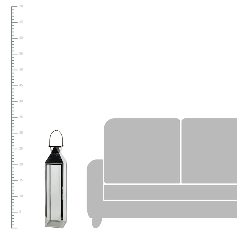 Oversized Electroplated Gunmetal Floor Lantern, 31" 4 Oversized Electroplated Gunmetal Floor Lantern, 31" - Image 2
