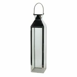 Oversized Electroplated Gunmetal Floor Lantern, 31"