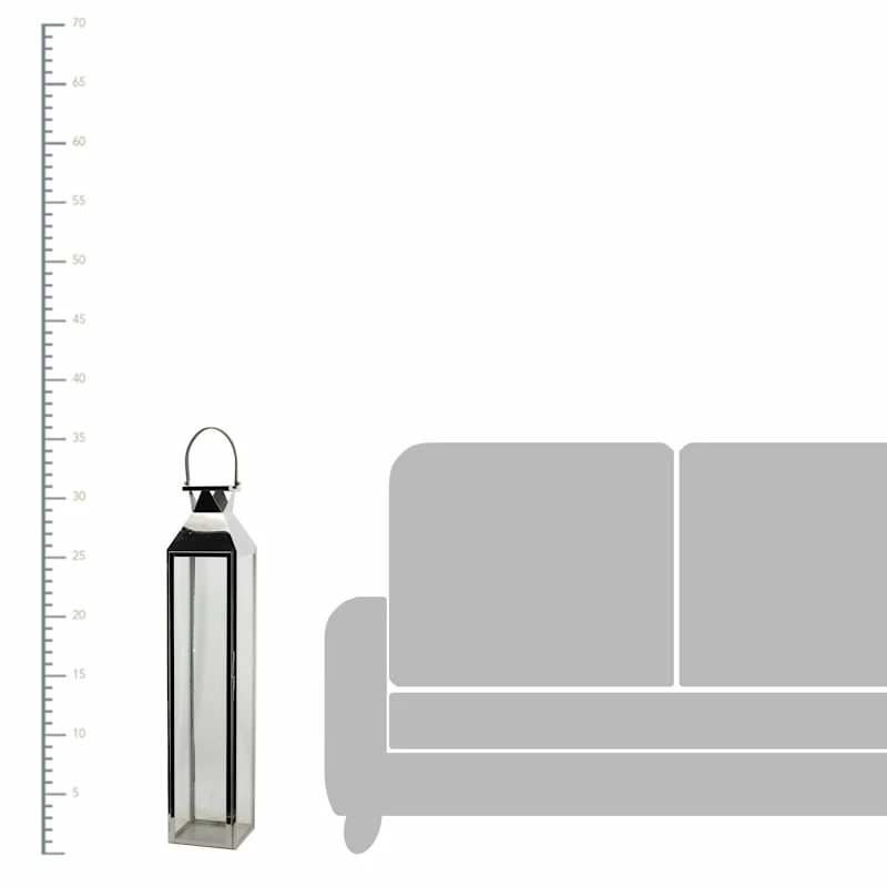 Oversized Electroplated Gunmetal Floor Lantern, 36" 4 Oversized Electroplated Gunmetal Floor Lantern, 36" - Image 2