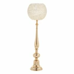 Oversized Gold Crystal Globe Candle Holder, 37"