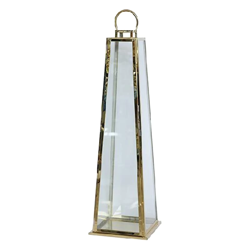 Oversized Gold Tapered Floor Lantern, 34" 3 Oversized Gold Tapered Floor Lantern, 34"
