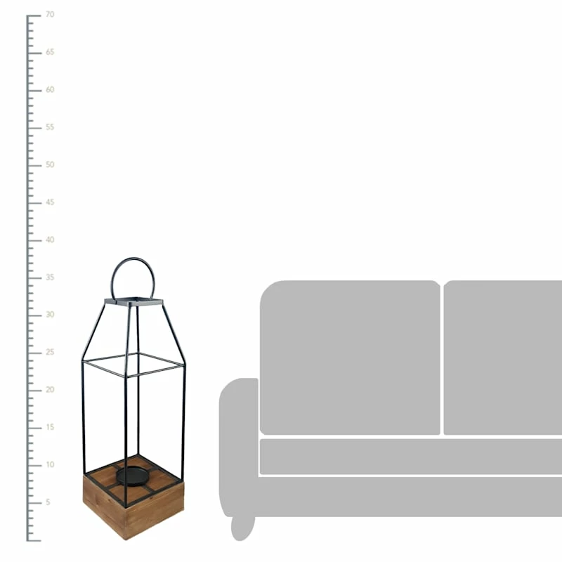 Oversized Metal & Wood Open Floor Lantern, 38" 4 Oversized Metal & Wood Open Floor Lantern, 38" - Image 2