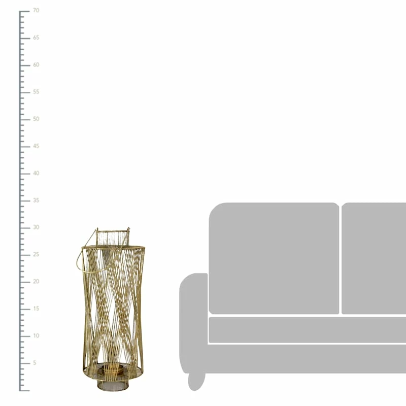 Oversized Round Gold Wire Floor Lantern, 30" 4 Oversized Round Gold Wire Floor Lantern, 30" - Image 2