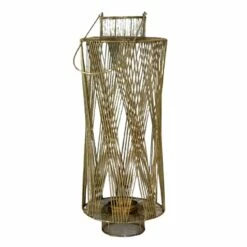 Oversized Round Gold Wire Floor Lantern, 30"