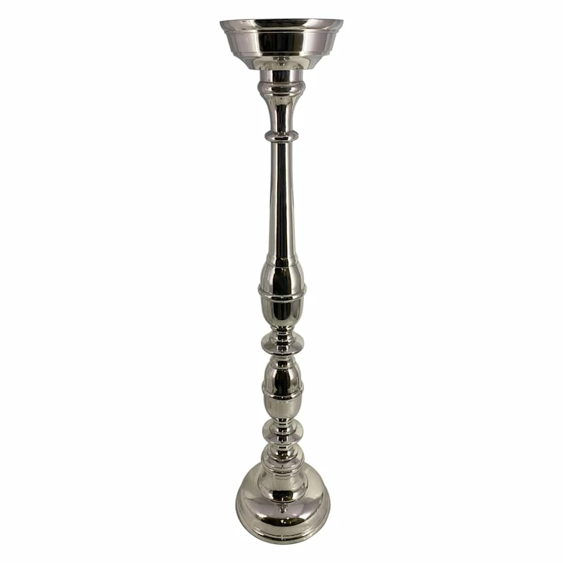 Oversized Silver Floor Candle Holder, 32" 3 Oversized Silver Floor Candle Holder, 32"