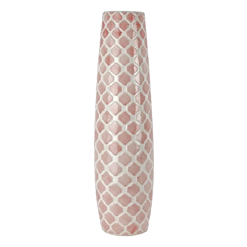 Pink Ceramic Floor Vase, 24" 3 Pink Ceramic Floor Vase, 24"