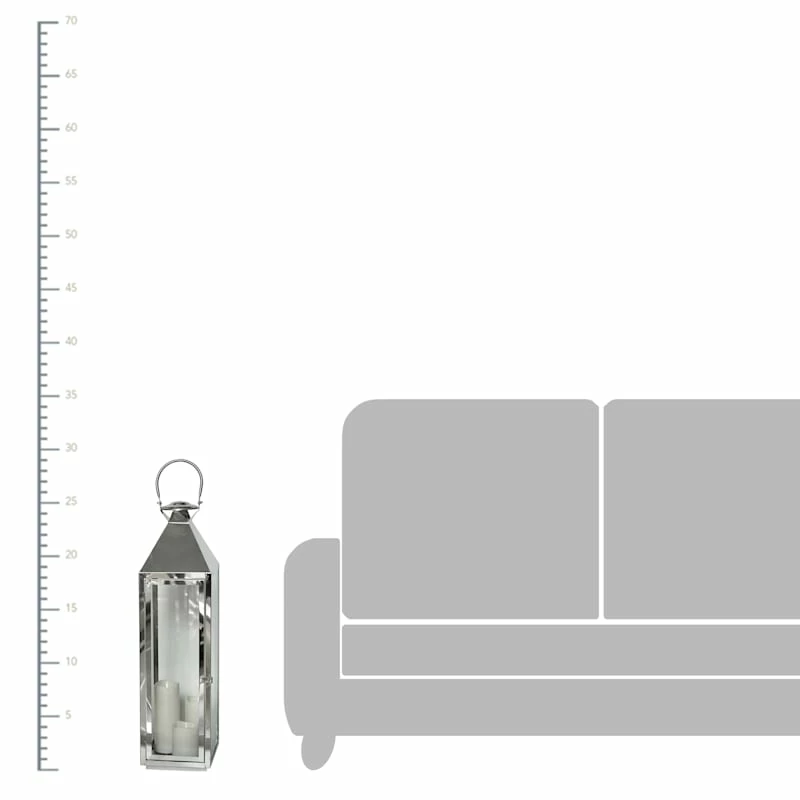 Pre-Lit LED Silver Floor Lantern, 29" 4 Pre-Lit LED Silver Floor Lantern, 29" - Image 2