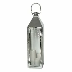 Pre-Lit LED Silver Floor Lantern, 29"