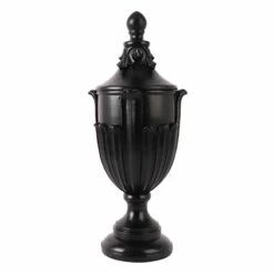 Providence Black Urn With Lid, 16"