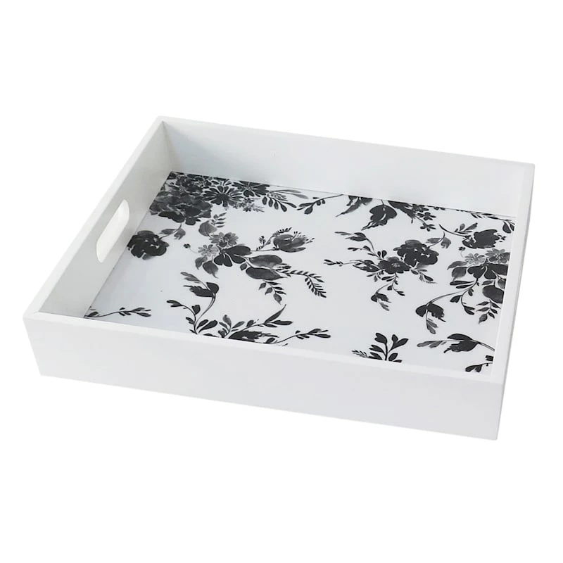 Providence Black & White Printed Decorative Tray, 16" 3 Providence Black & White Printed Decorative Tray, 16"