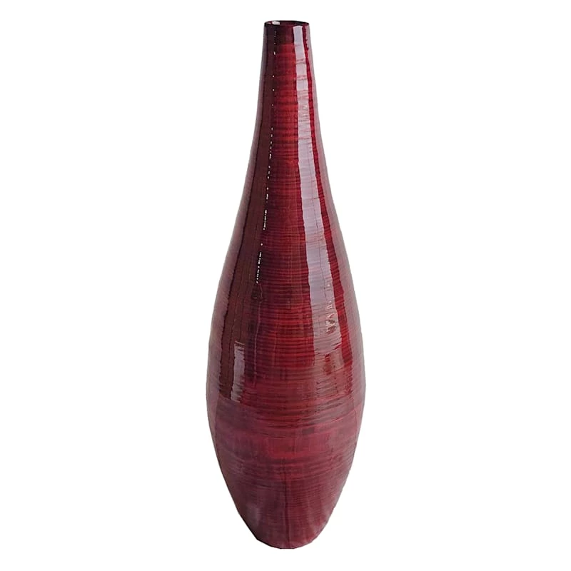 Red Bamboo Vase, 36" 3 Red Bamboo Vase, 36"