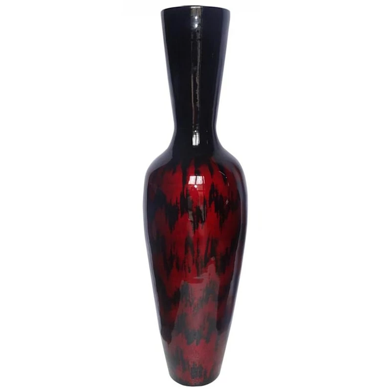 Red Spun Bamboo Floor Vase, 42" 3 Red Spun Bamboo Floor Vase, 42"