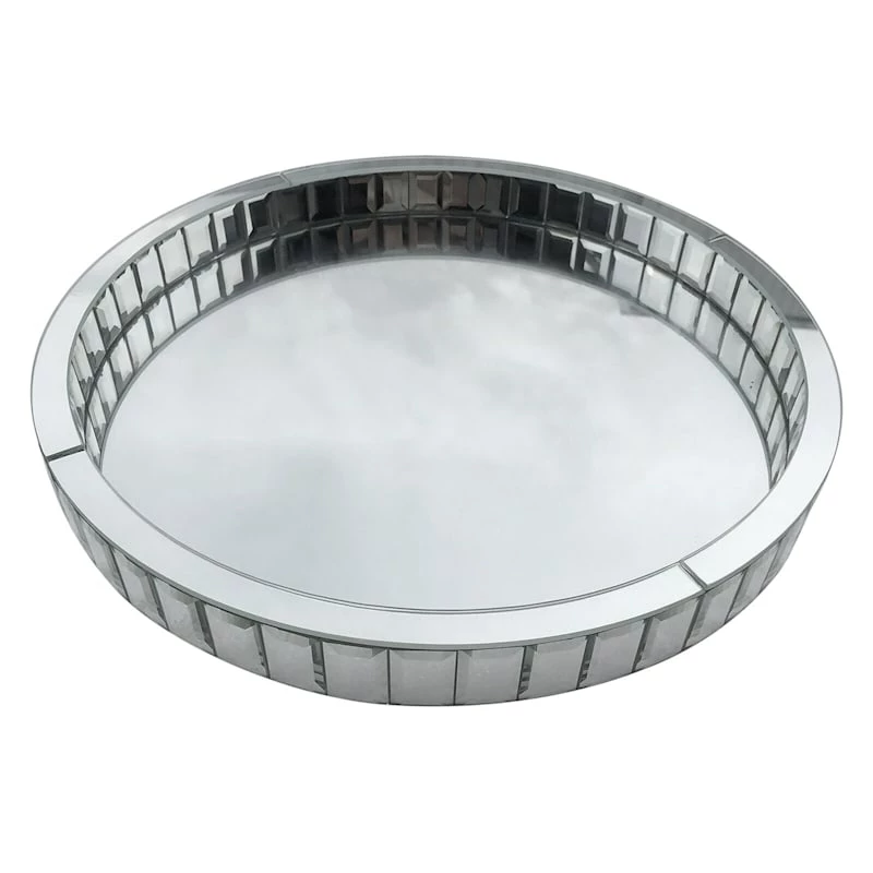 Round Glass Mirror Tray, 14x2 3 Round Glass Mirror Tray, 14x2