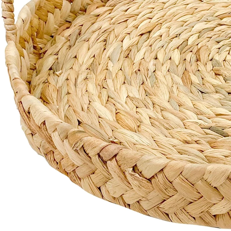 Round Natural Wicker Woven Decorative Tray, 17" 4 Round Natural Wicker Woven Decorative Tray, 17" - Image 2
