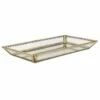 Scalloped Edge Brass Beaded Glass Decorative Tray, 9x5